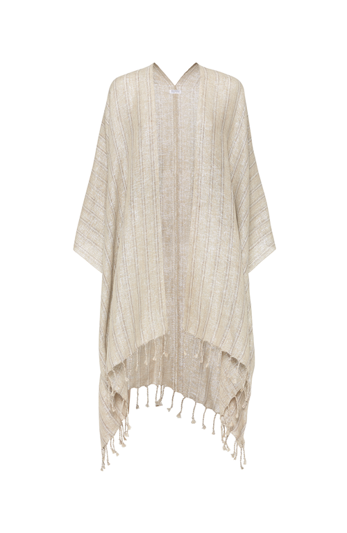 Brunello Cucinelli Linen Sparkling Poncho In Lessivè