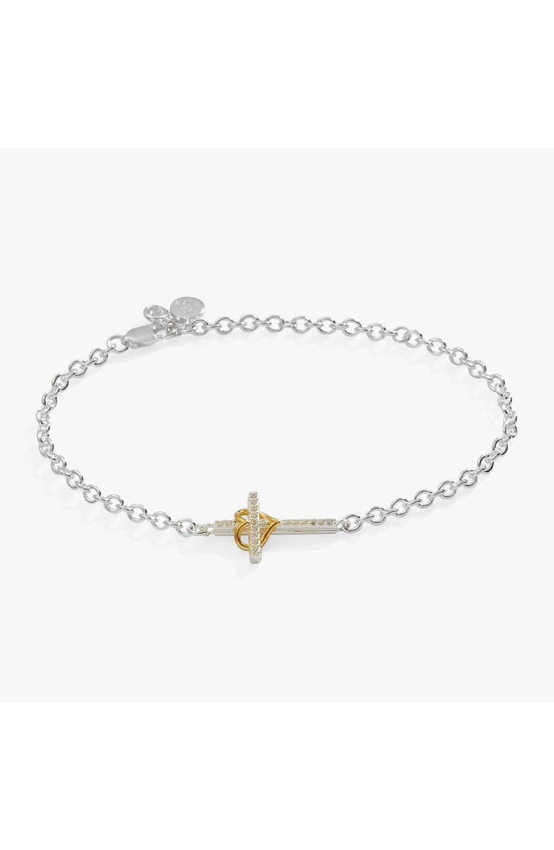 Alex and Ani Cross And Heart Bracelet, Sterling Silver, Main, color, Silver