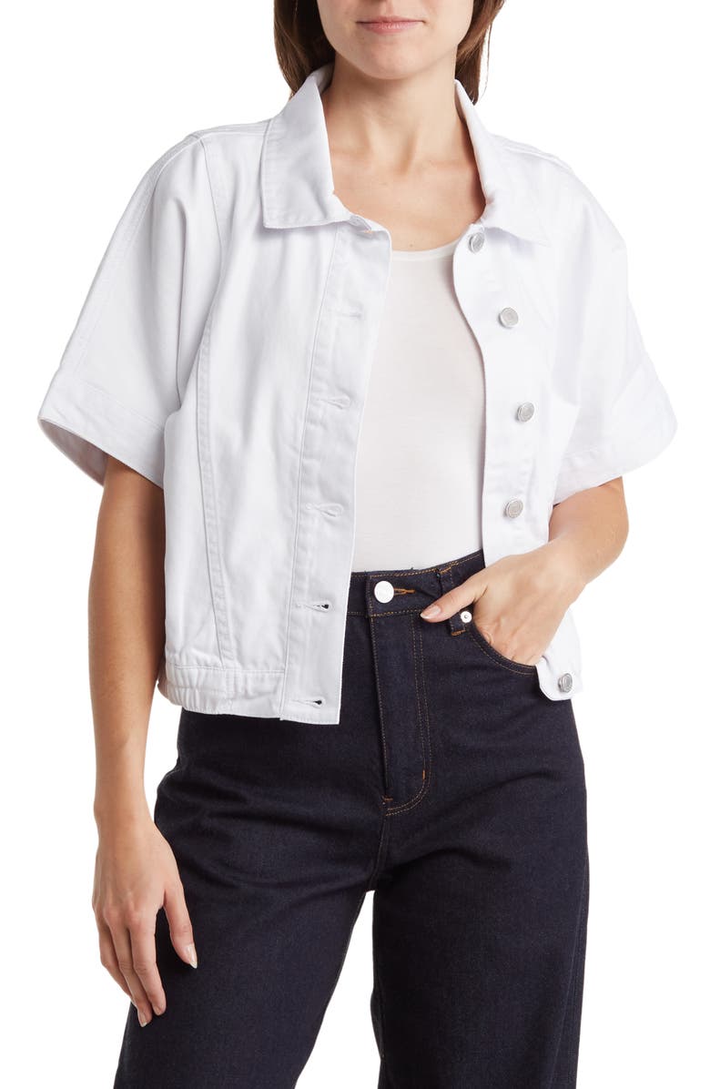 Habitual Oversize Short Sleeve Crop Denim Jacket, Main, color, 