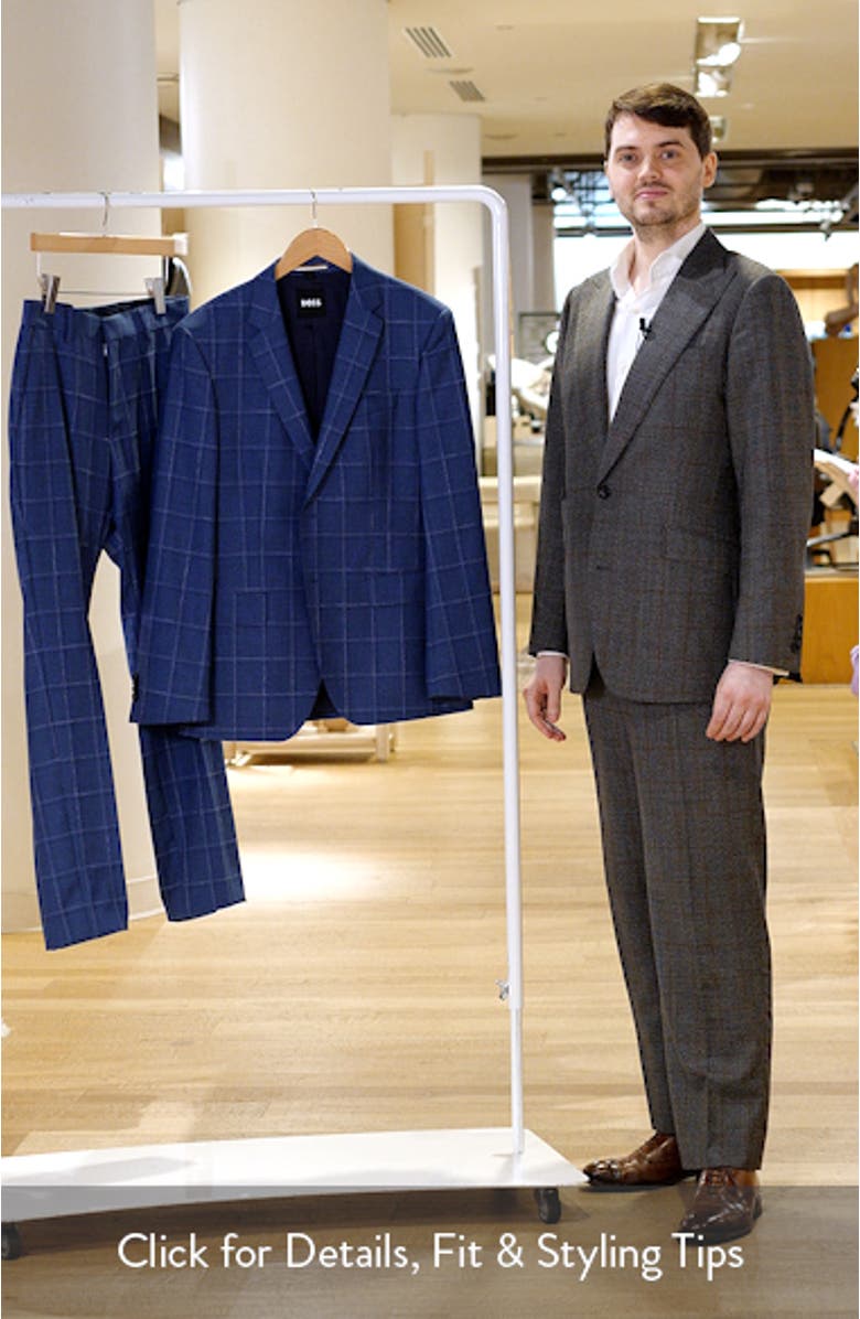 Huge Slim Fit Windowpane Check Wool Suit, sales video thumbnail