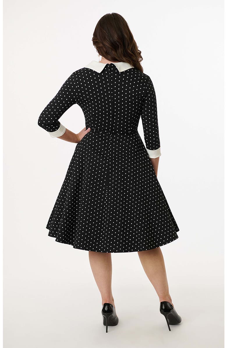 Unique Vintage 1950s Three-Quarter Length Sleeve Shirt Dress, Alternate, color, Black