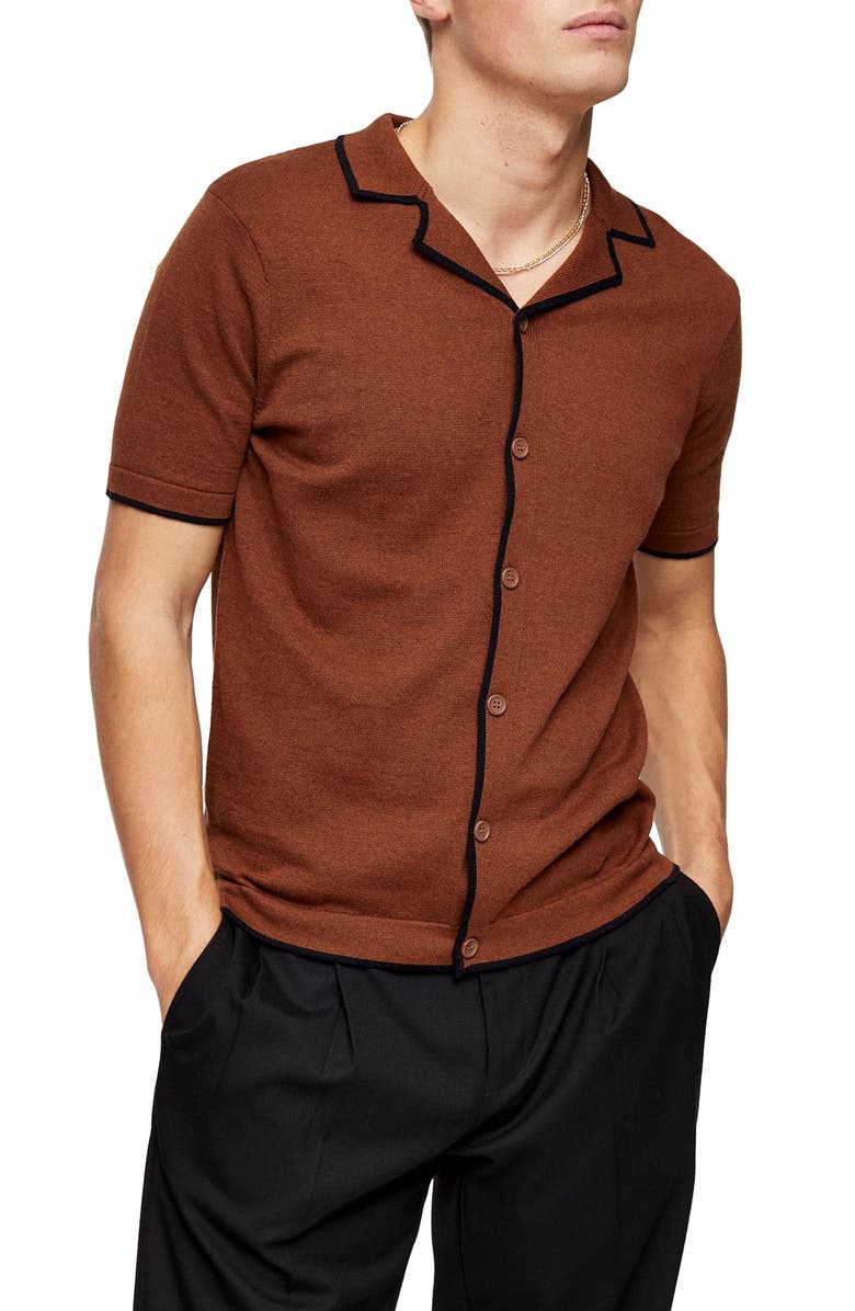 Topman Marl Revere Front Button Sweater, Main, color,