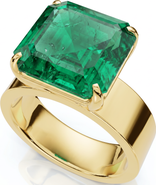Bliss Diamond 6Ct Asscher Cut Cigar Band Solitaire Emerald Engagement Ring Gold Lab Grown