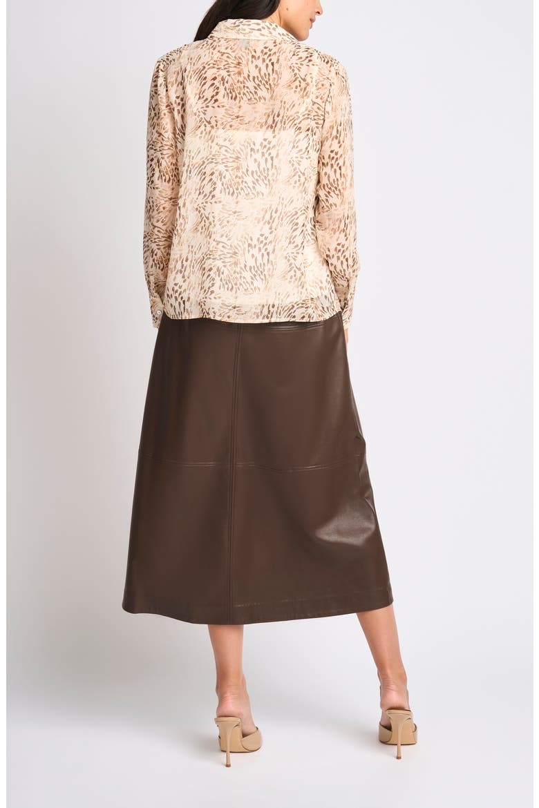Hidden Placket Semisheer Chiffon Button-Up Shirt, Alternate, color, AFTERGLOW