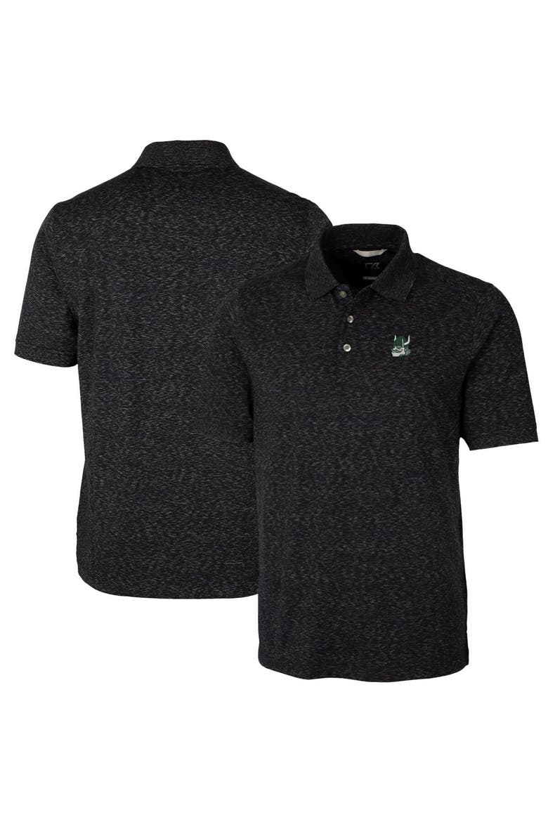Men's Cutter & Buck Black Portland State Vikings Vault Advantage Tri-Blend Space Dye Big & Tall Polo, Alternate, color, Black