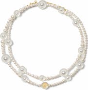 Kate Spade New York spade flower faux pearl long statement necklace