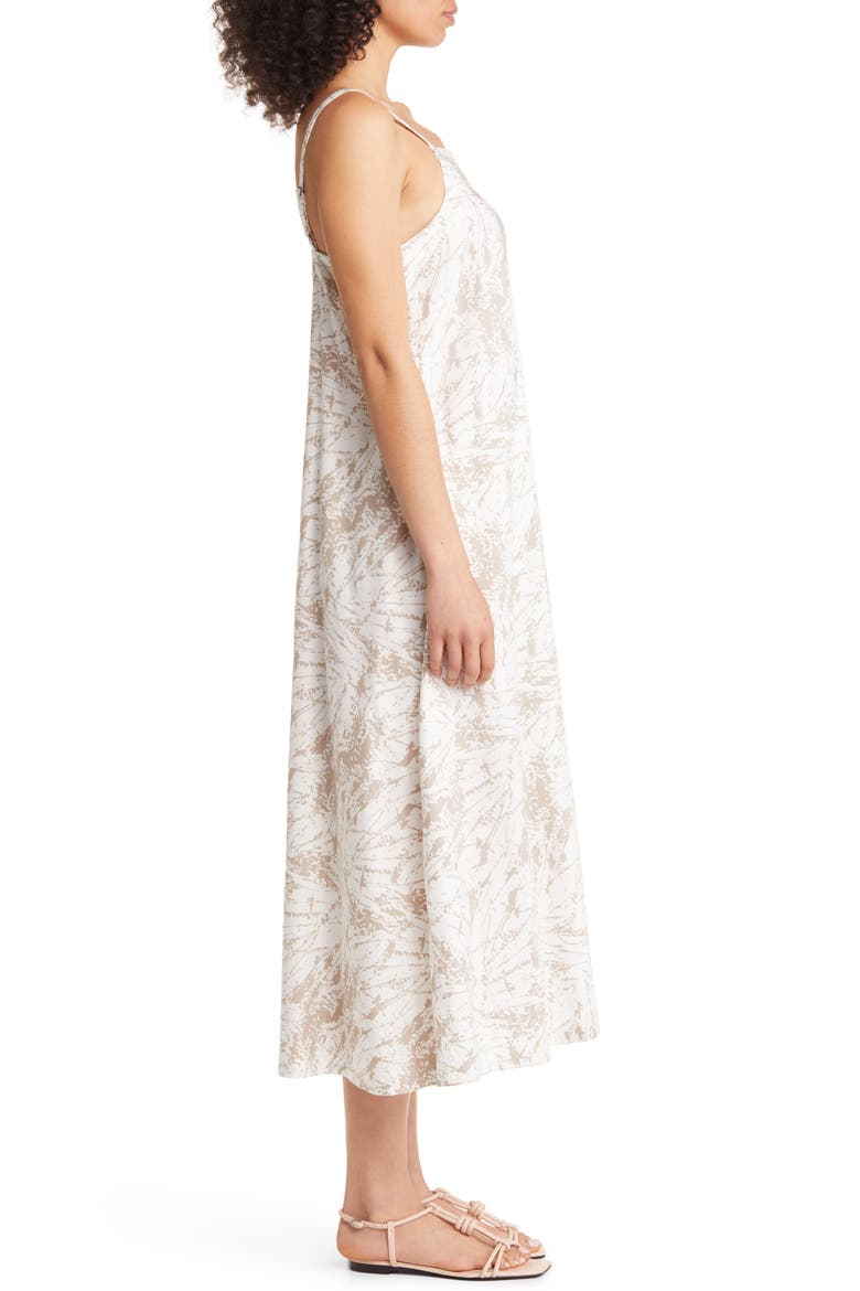 A-Line Midi Dress, Alternate, color, IVORY CLOUD- TAN SPLATTER