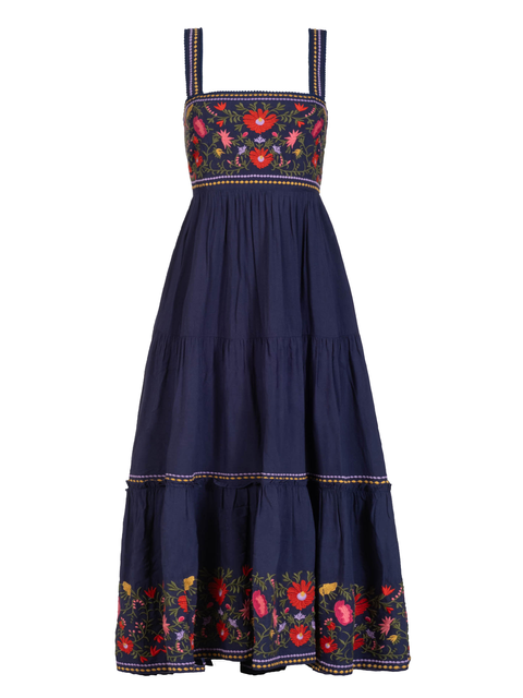 Lizzie Embroidered Tiered Midi Dress