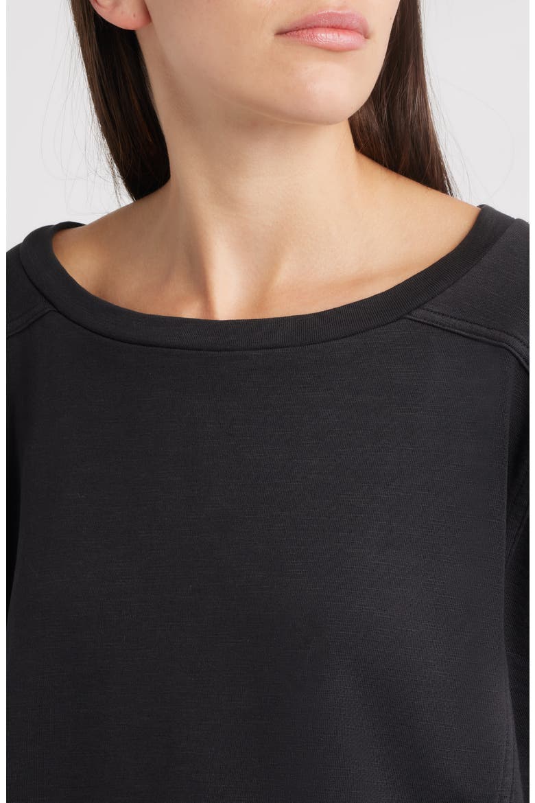 Ballet Neck Boxy Organic Cotton Sweatshirt, Alternate, color, WASHED BLACK