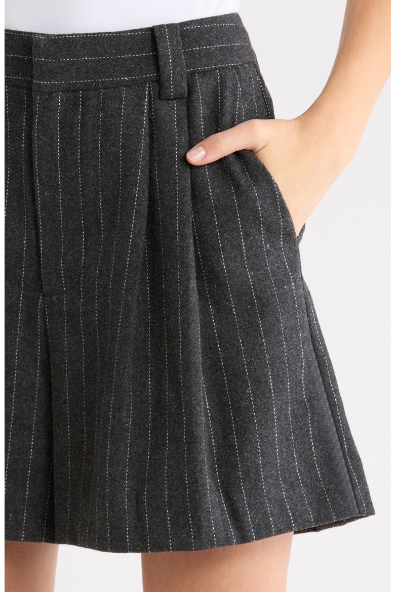 Jennifer Pleated Pinstripe Shorts, Alternate, color, CHARCOAL