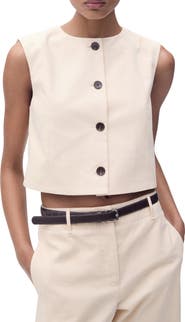 MANGO Button Cotton Crop Top