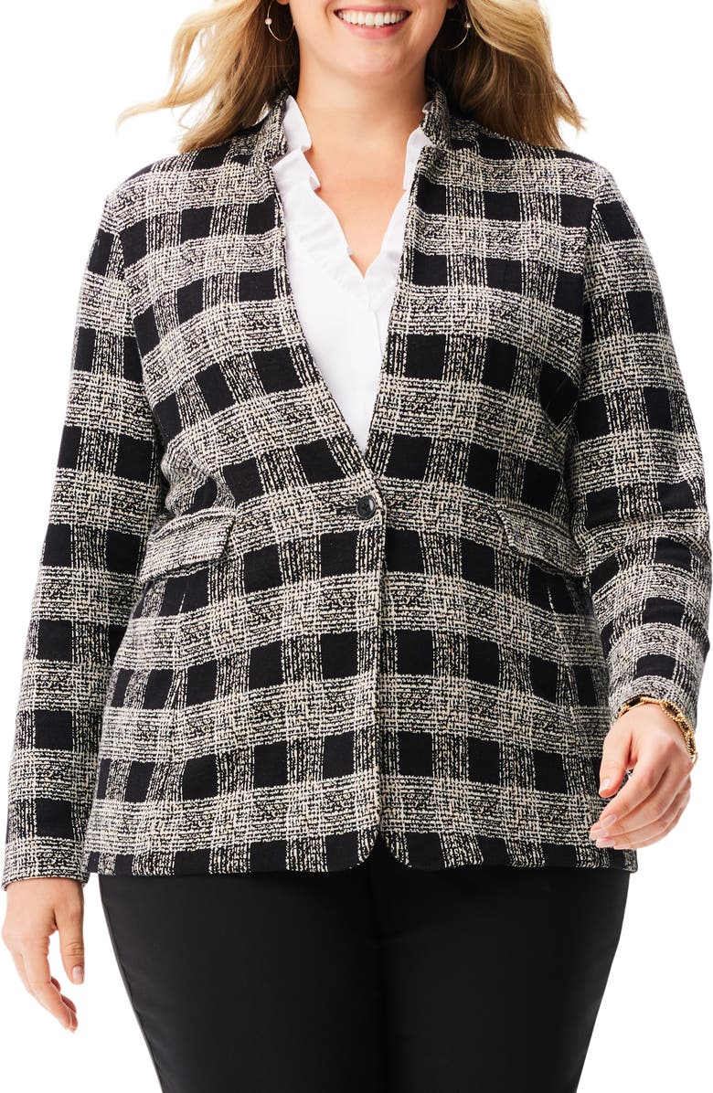 NIC+ZOE Perfectly Plaid Cotton Blend Knit Blazer, Main, color,