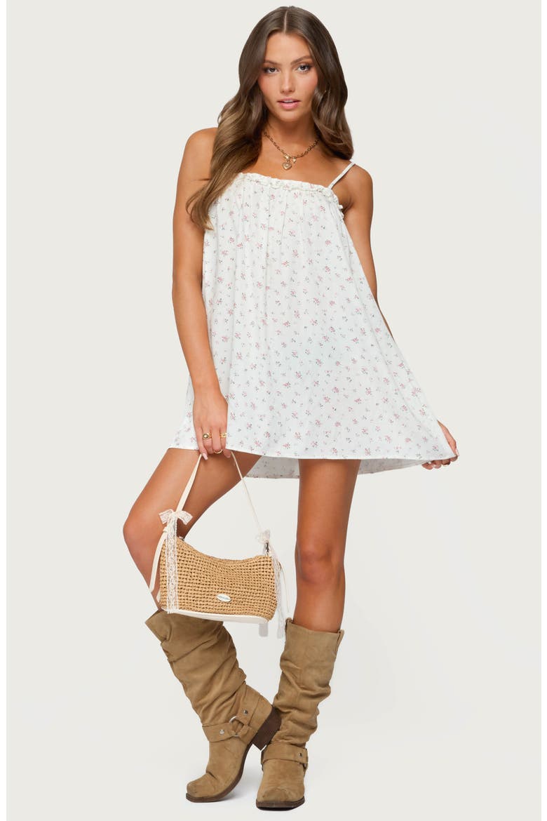 Patti Floral Print Minidress, Alternate, color, CREAM