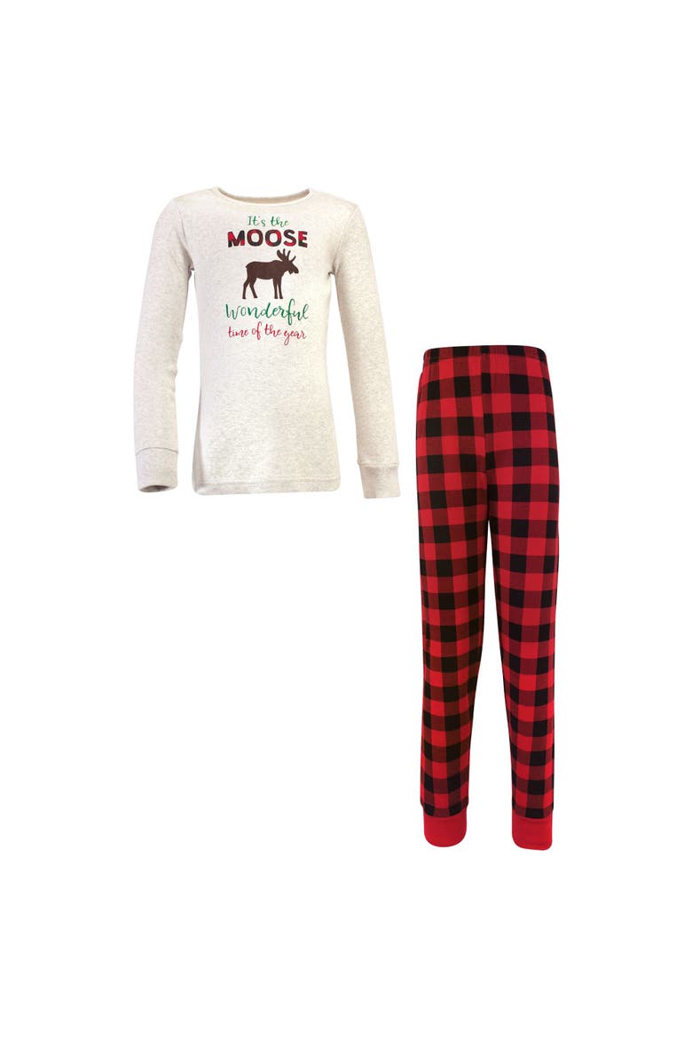 Tight Fit Holiday Pajamas, Main, color, Moose Wonderful Time Kids