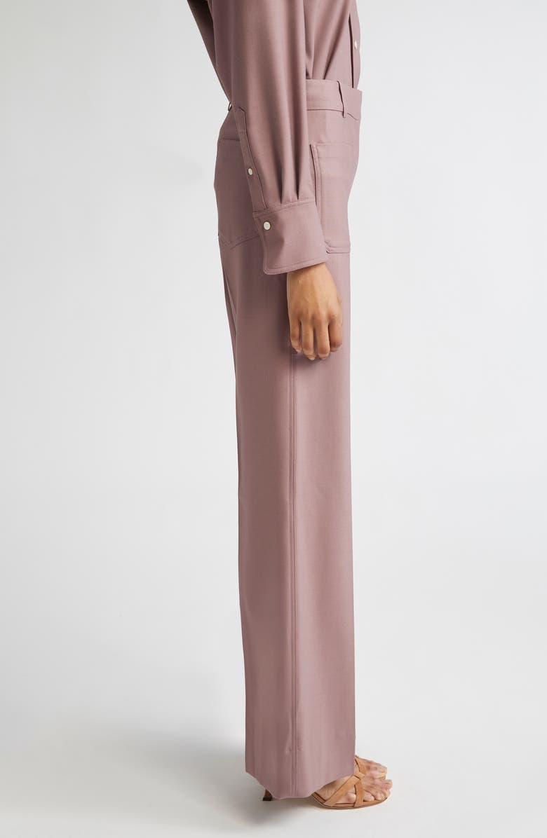 Victoria Beckham Alina High Waist Flared Trousers, Alternate, color, Mauve