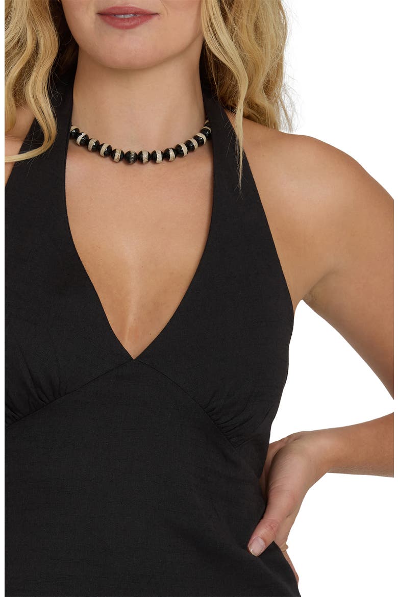 Sunny Sometimes Halter Minidress, Alternate, color, BLACK SANDS