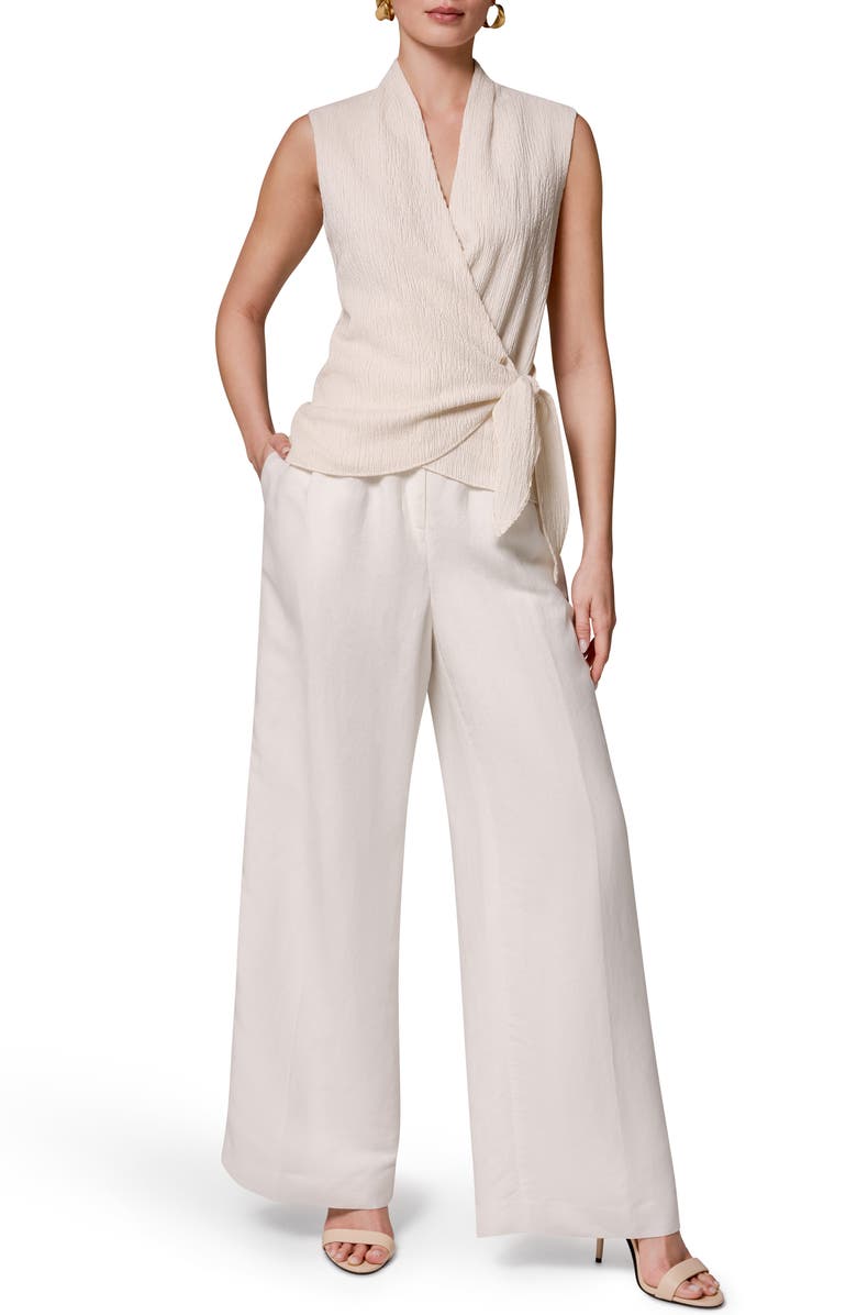 Donna Karan New York Crinkle Sleeveless Faux Wrap Top, Alternate, color, 