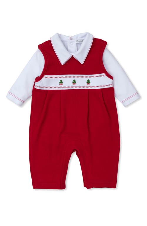 Kissy Kissy Holiday Cotton Romper & Collared Bodysuit Set in Red/White 