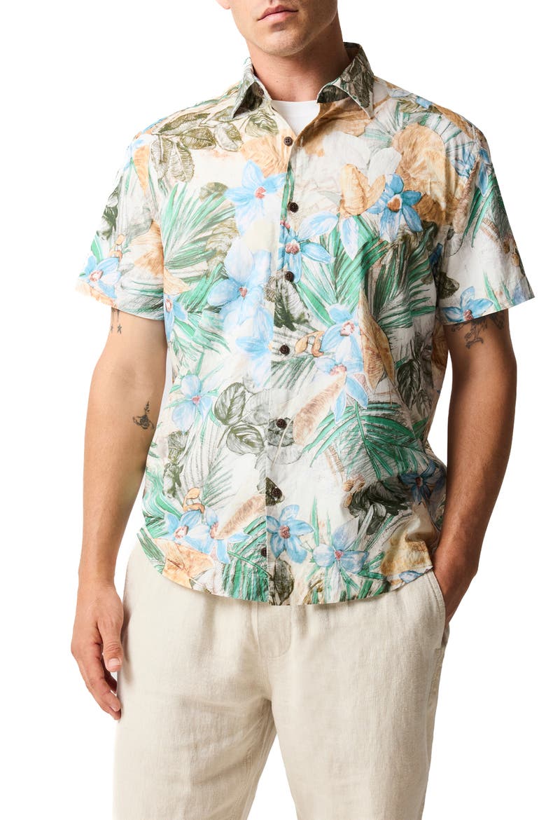 Otokia Tropical Short Sleeve Button-Up Shirt, Main, color, BOTANICAL