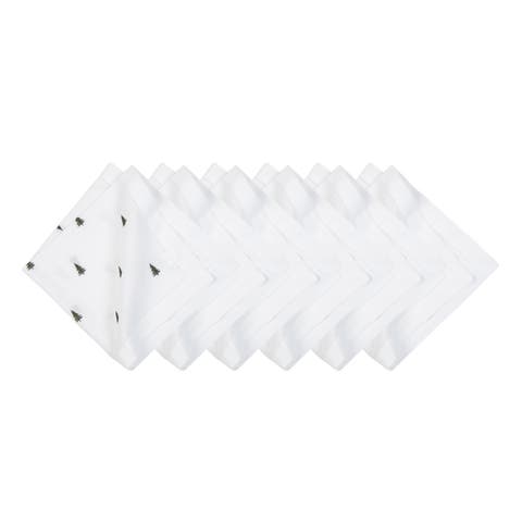 Evergreen Tree Embroidered Hemstitch Set of 6 Cloth Napkins