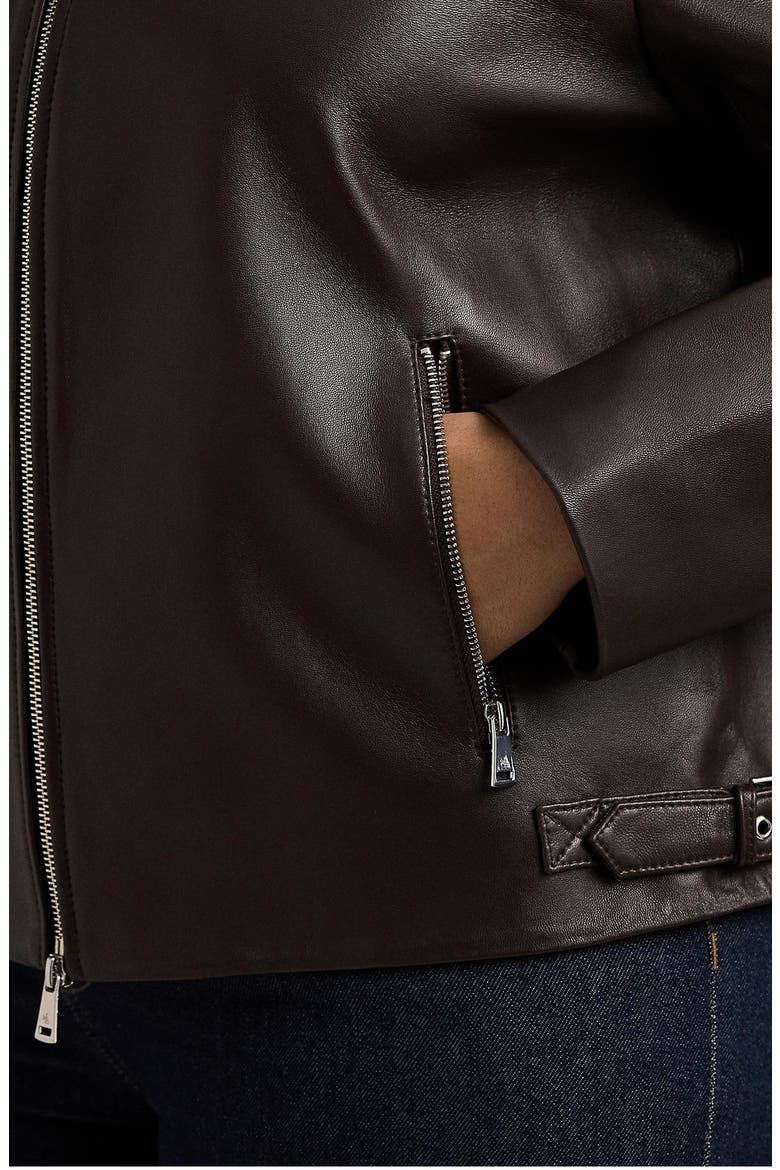 Lambskin Leather Jacket, Alternate, color, BROWN