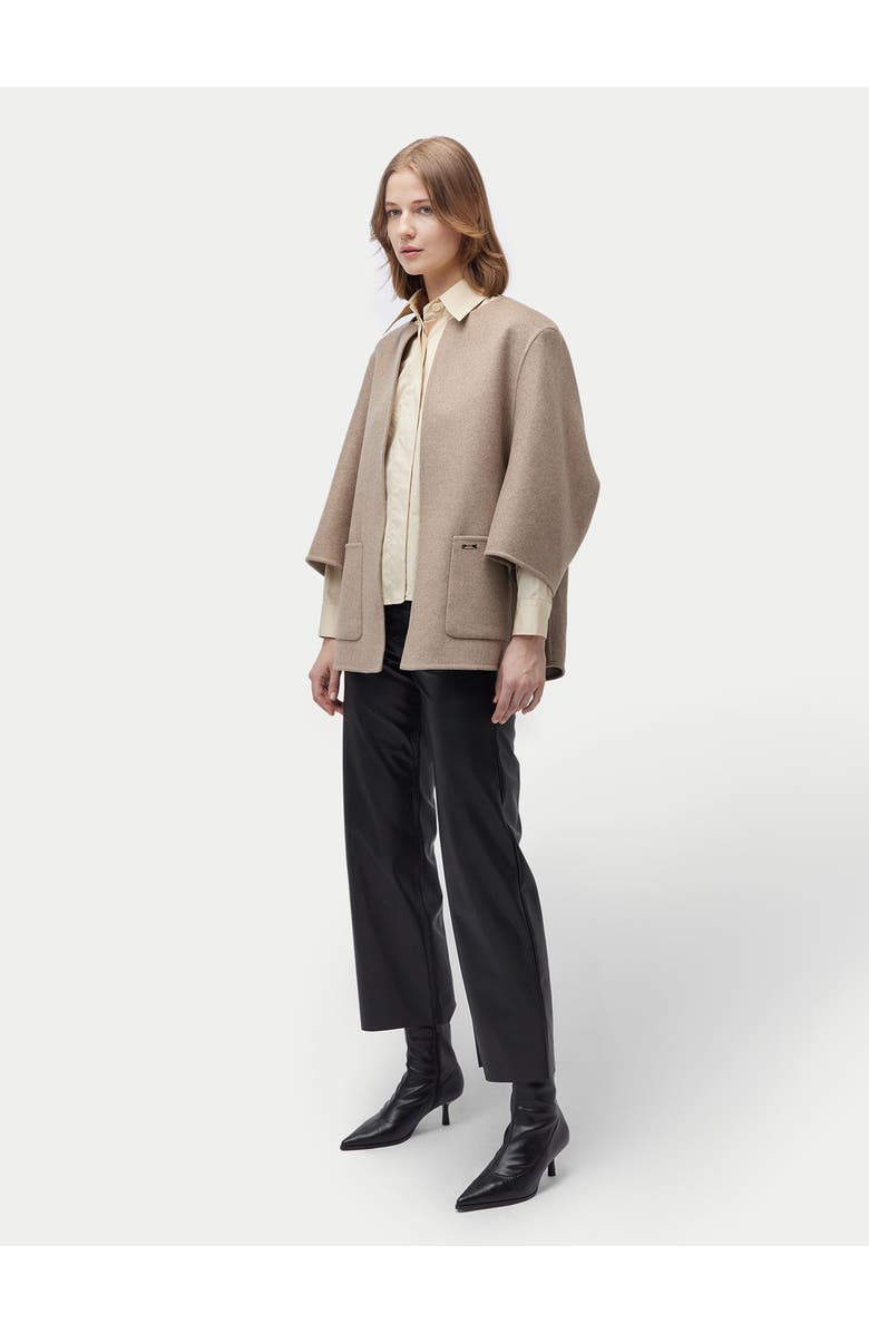 Gobi Cashmere Patch Pocket Cashmere Poncho Jacket, Alternate, color, Taupe