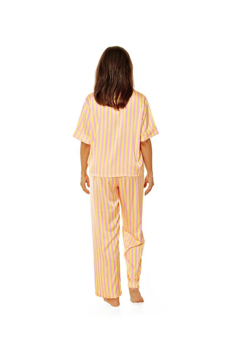 Sunshine Club Silky Short Sleeve Pants Set, Alternate, color, Yellow Stripe