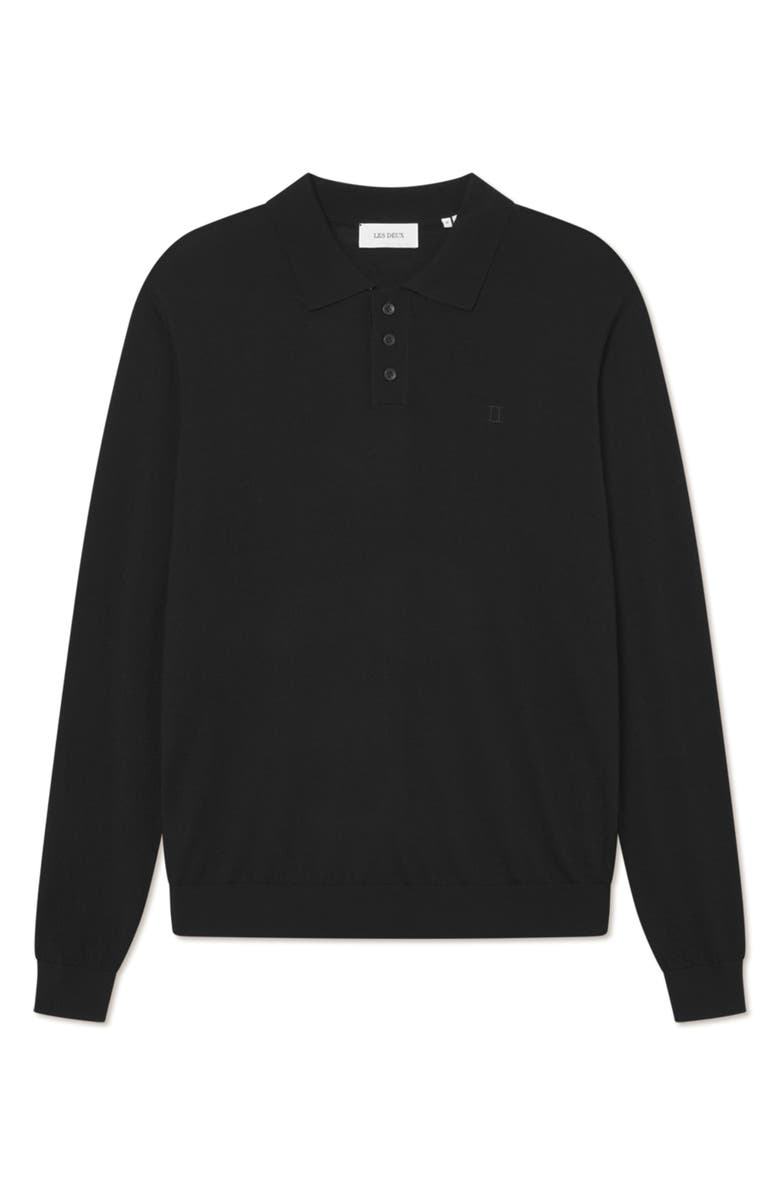 Les Deux Greyson Long Sleeve Wool Polo Sweater, Alternate, color, Black