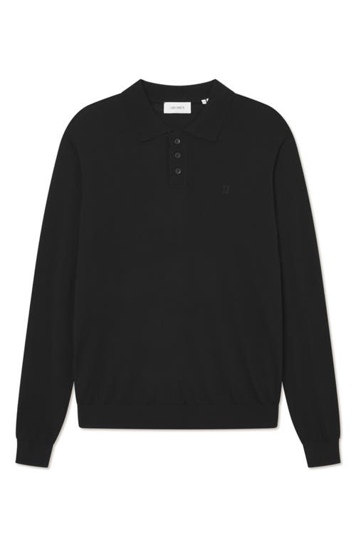 Les Deux Greyson Long Sleeve Wool Polo Sweater In Black