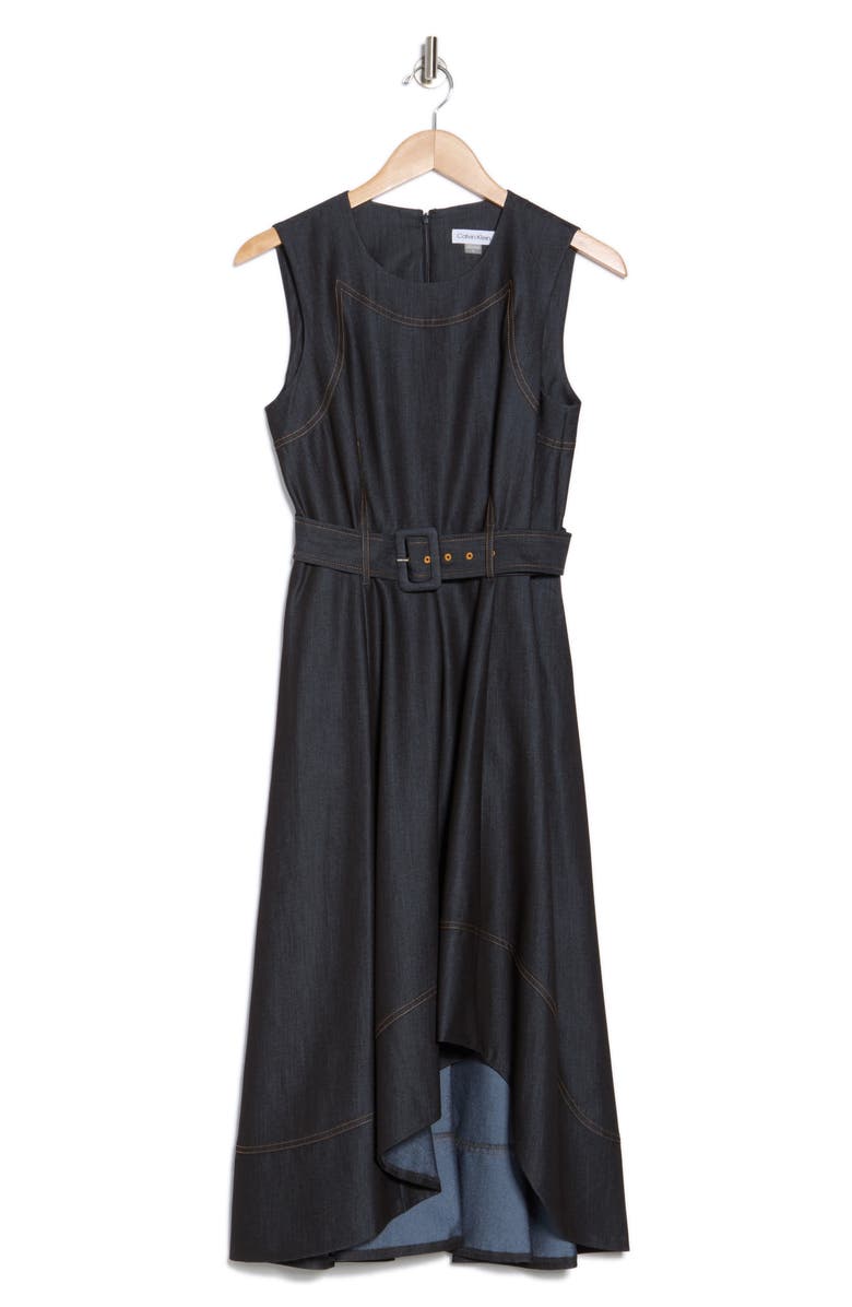 Denim Belted High/Low Dress