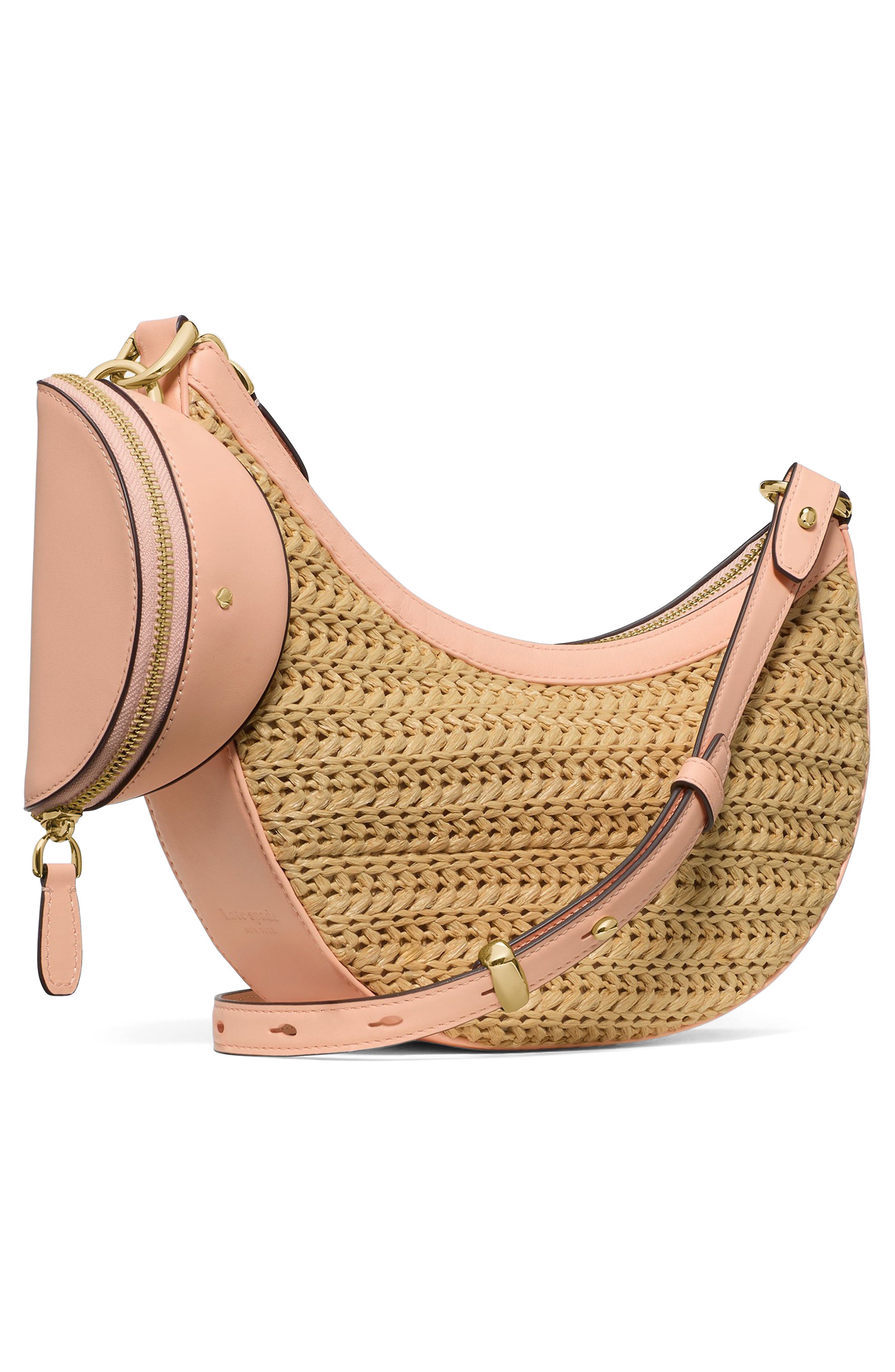 Kate Spade New York duo straw leather crossbody bag, Alternate, color, 