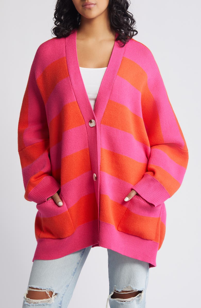 Dressed in Lala Love You Sorbet Stripe Cardigan, Alternate, color, Pink Orange