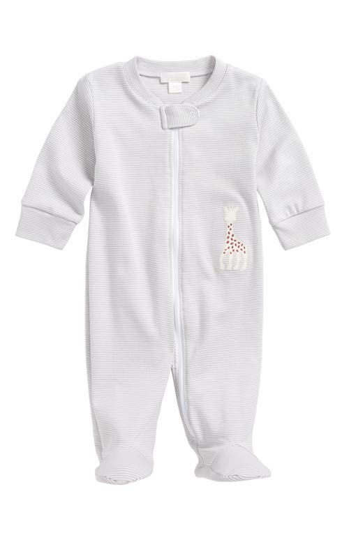 Kissy Kissy X Sophie La Girafe Stripe Footie In Gray