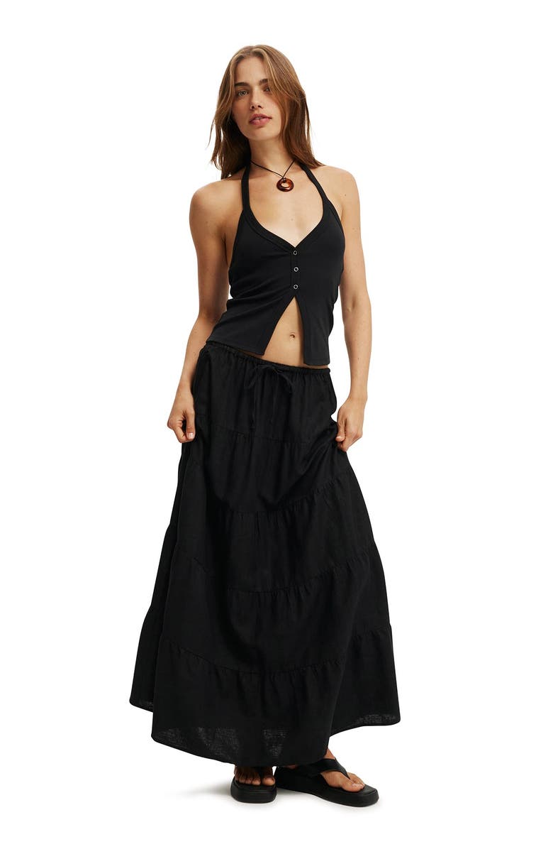 Cotton On Women's Haven Multi Tiered Maxi Skirt, Alternate, color, Black