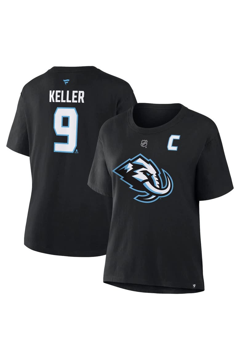 Women's Fanatics Clayton Keller Black Utah Mammoth Authentic Stack Name & Number T-Shirt, Alternate, color, Black