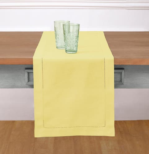 Cotton Linen Hemstitch Table Runner