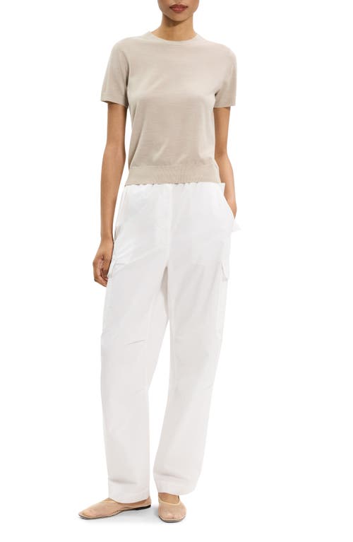 Theory Regal Short Sleeve Wool Sweater In Neutral