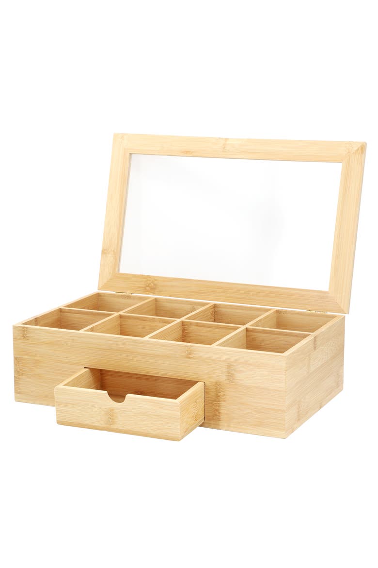 Wood Tea Box Organizer, Alternate, color, Bamboo