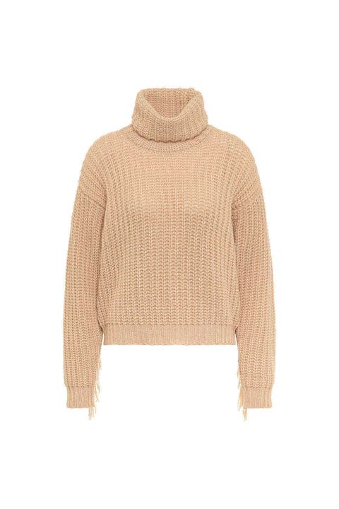 Fringed Turtle Neck Pullover