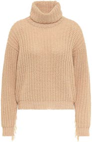 Maison Common Fringed Turtle Neck Pullover