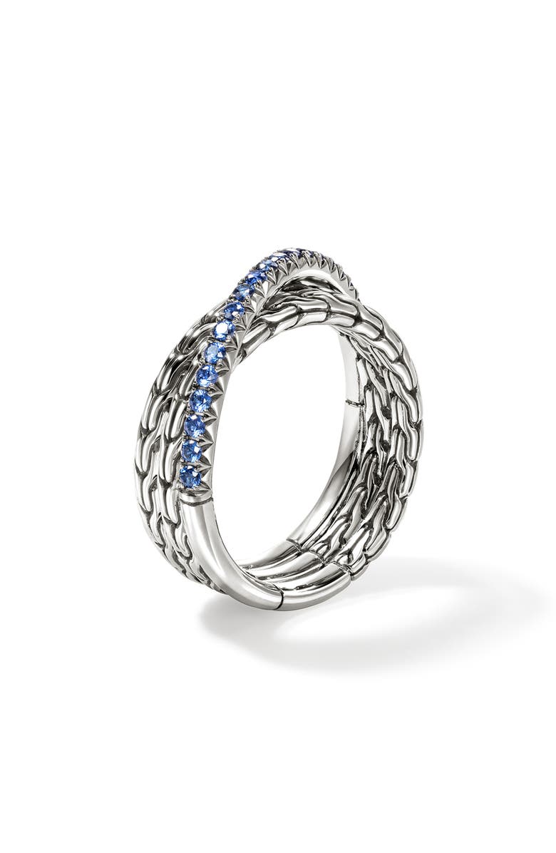 JH Essential Pavé Crossover Ring, Sterling Silver, Gemstones