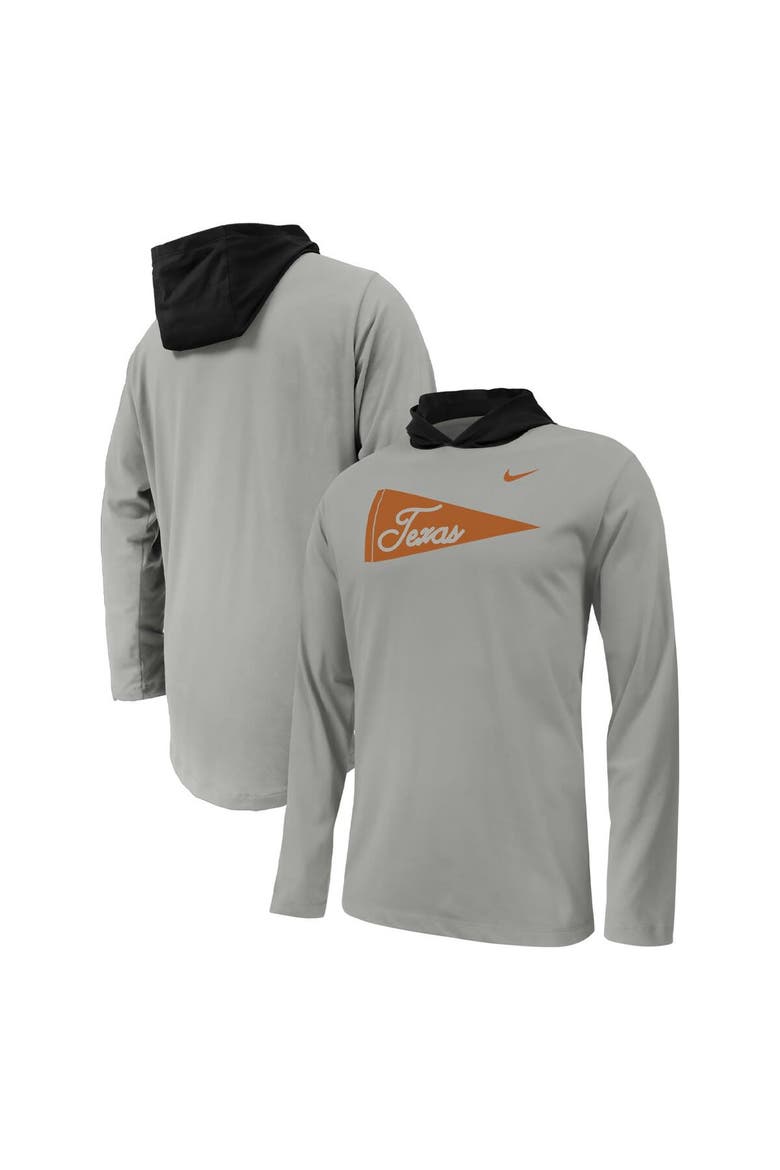 Youth Nike Gray Texas Longhorns Sideline Performance Long Sleeve Hoodie T-Shirt, Main, color, Gray