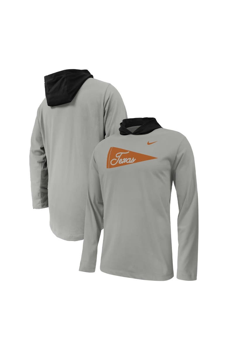 Nike Youth Nike Gray Texas Longhorns Sideline Performance Long Sleeve Hoodie T-Shirt, Main, color, 