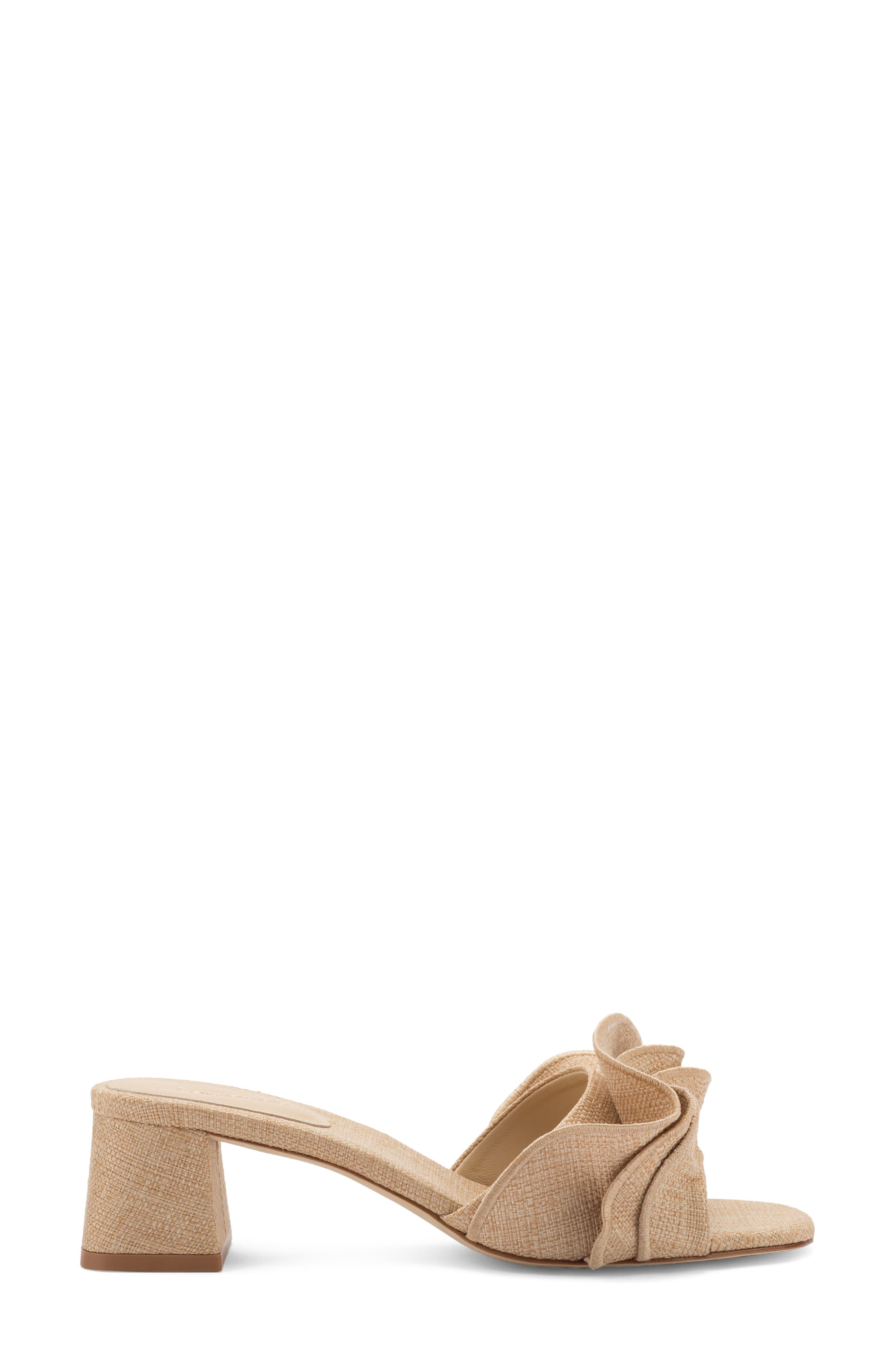 Larroudé Brigite Ruffle Raffia Sandal, Alternate, color, Beige/ Beige