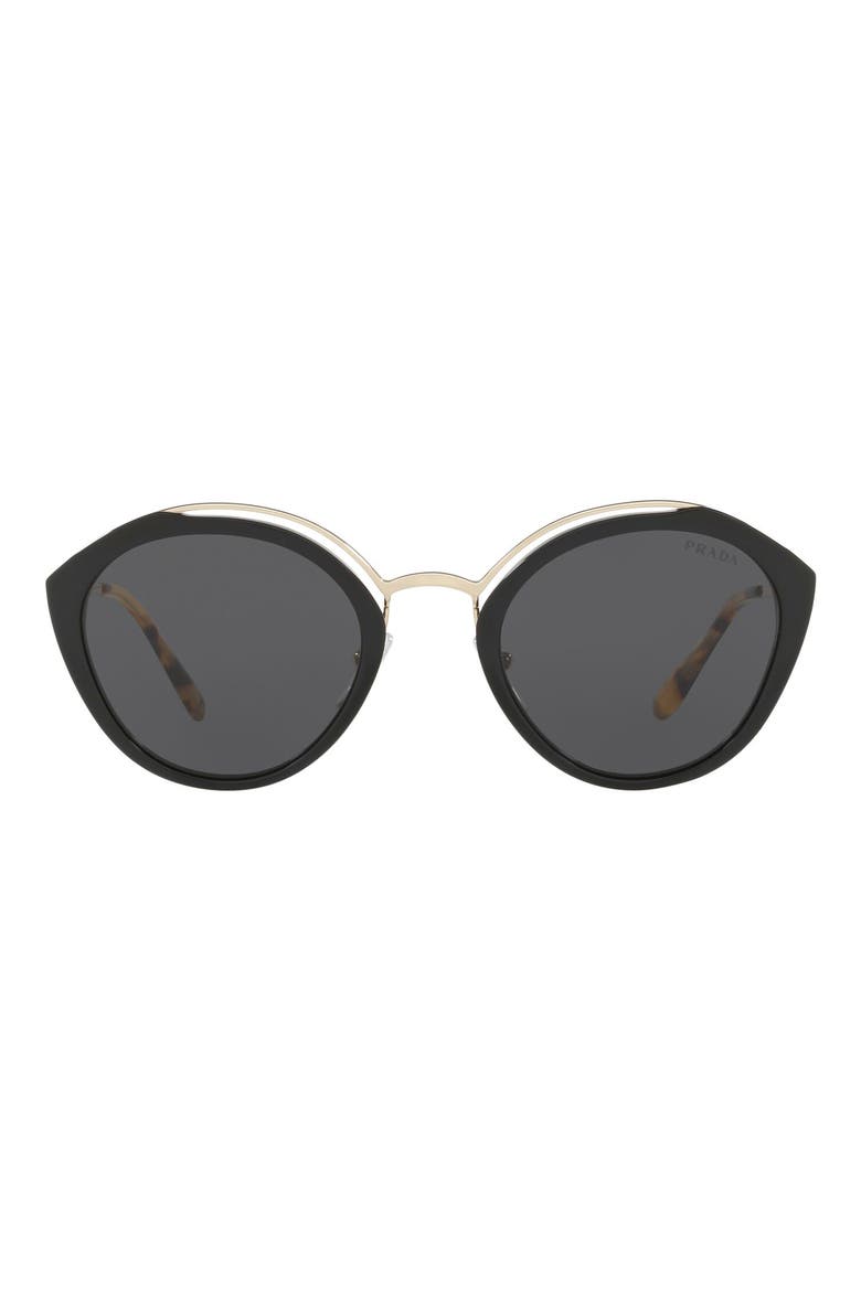 53mm Round Sunglasses, Main, color, GOLD/ BLACK