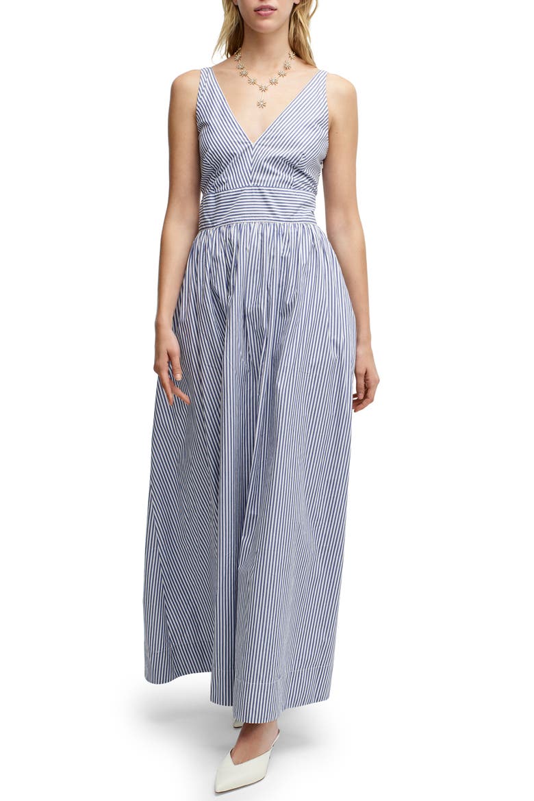 Sleeveless Cotton Poplin Floor Length Maxi Dress, Main, color, ROYAL IVORY