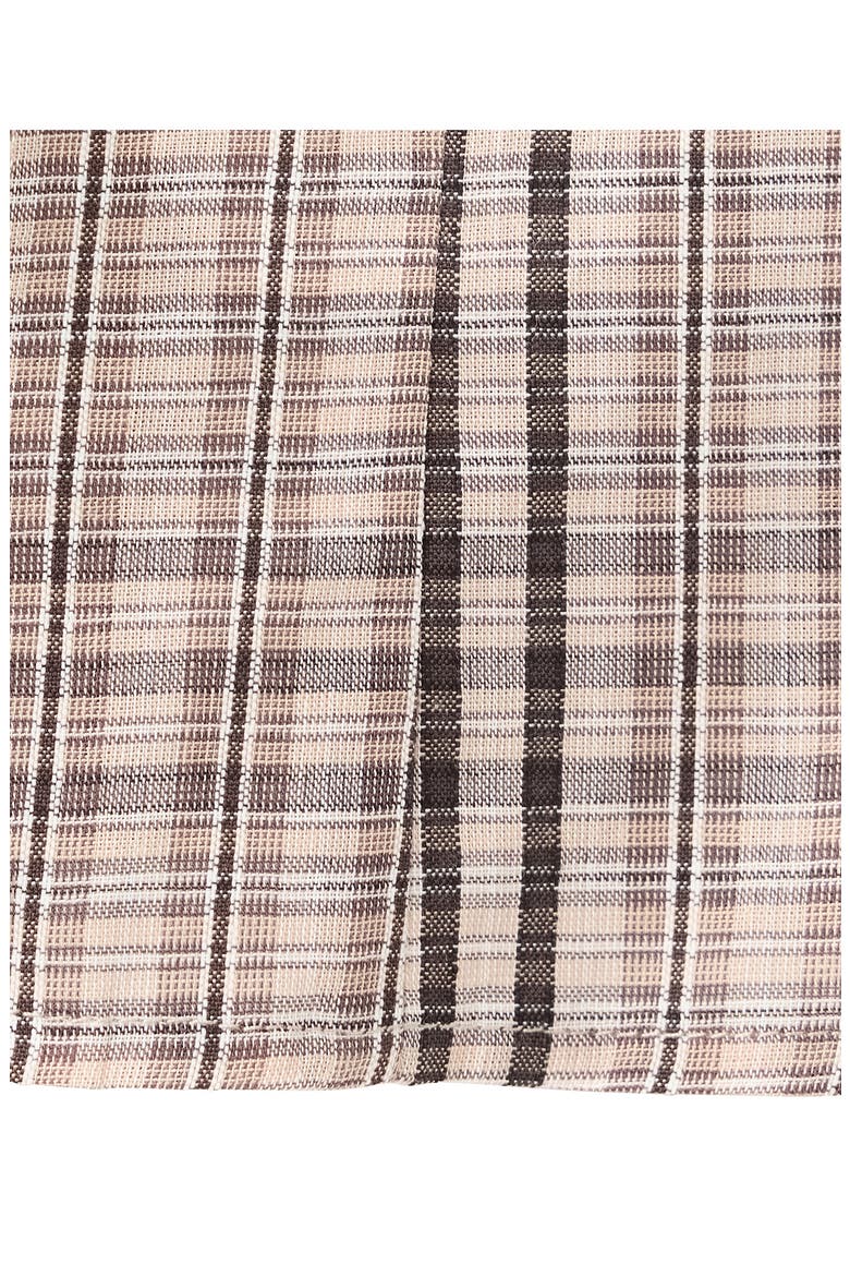 Checkered Cotton Blend Top, Alternate, color, BROWN