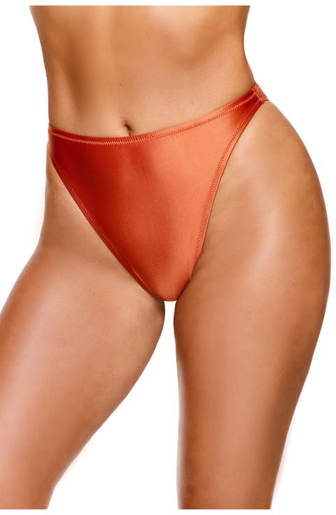 Satin Royale High Waist High Leg Bikini Bottom Swimsuit