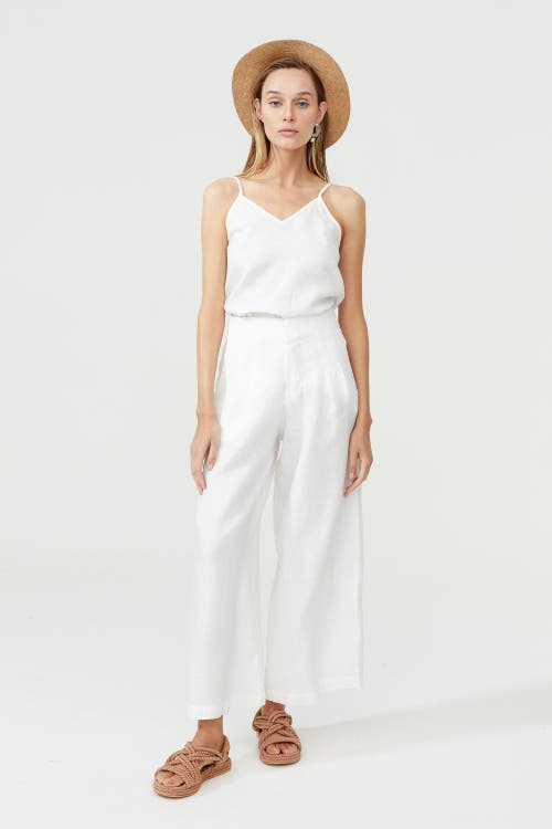 Lanhtropy Culotte Linen Pant In White