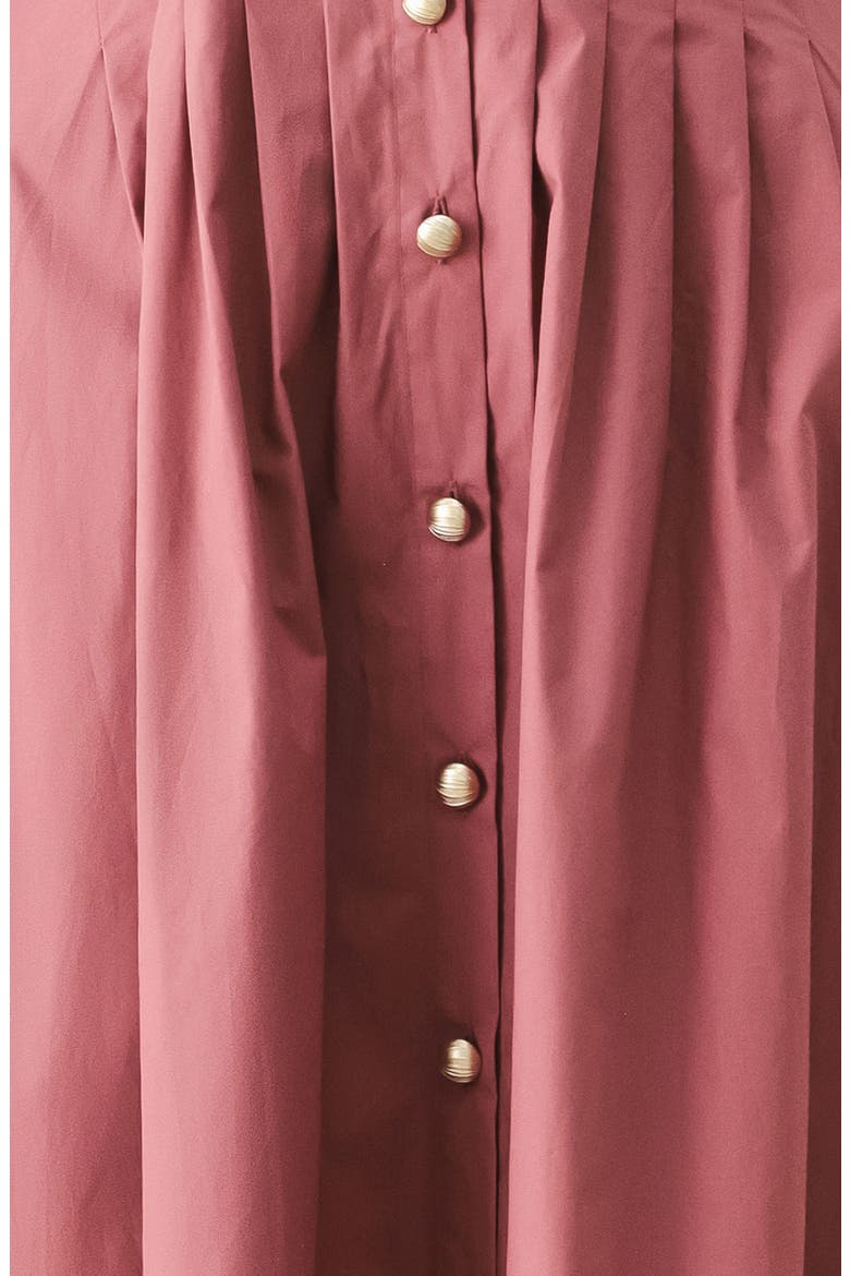 Pleated Cotton Shirtdress, Alternate, color, MAUVE